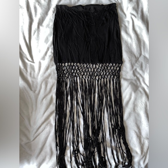 Cute Long Fringe lattice detail skirt - Picture 1 of 7